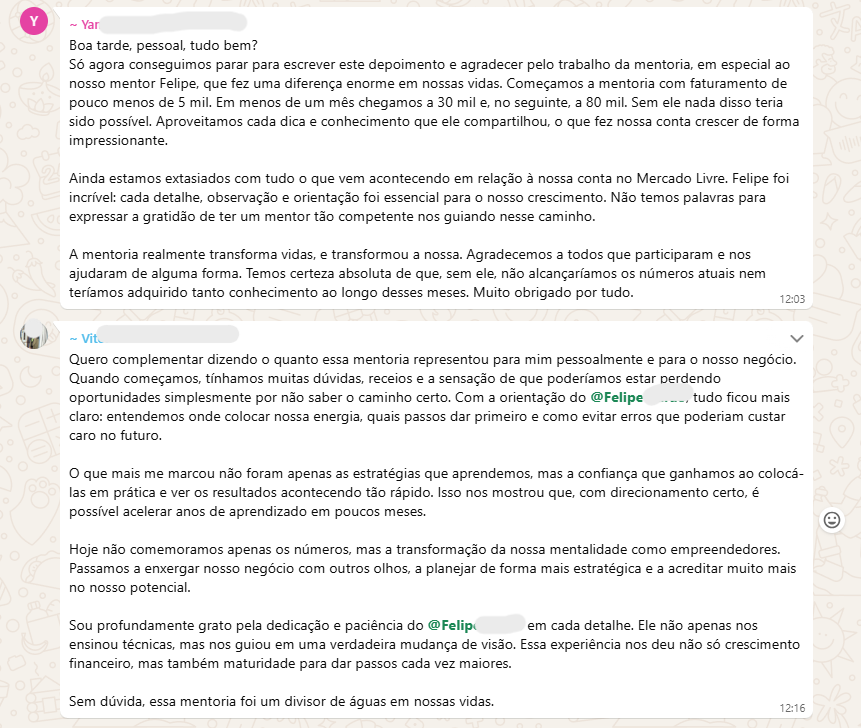 Mensagem de seller do ecossistema Grupo Escalada